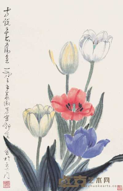 萧淑芳 1983年作 花卉 镜心 58×38cm